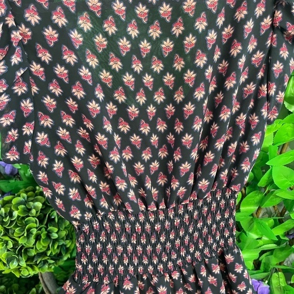 American Rag Women’s Small MIDI Floral Print Stretch Rouched Waist Flowy Dress - Picture 10 of 14